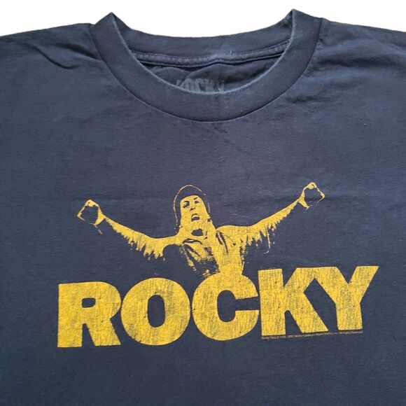 Vintage Rocky Balboa Philly Steps Size 2XL Boxy Mens Blue T-Shirt 2007 Boxing - Picture 2 of 7